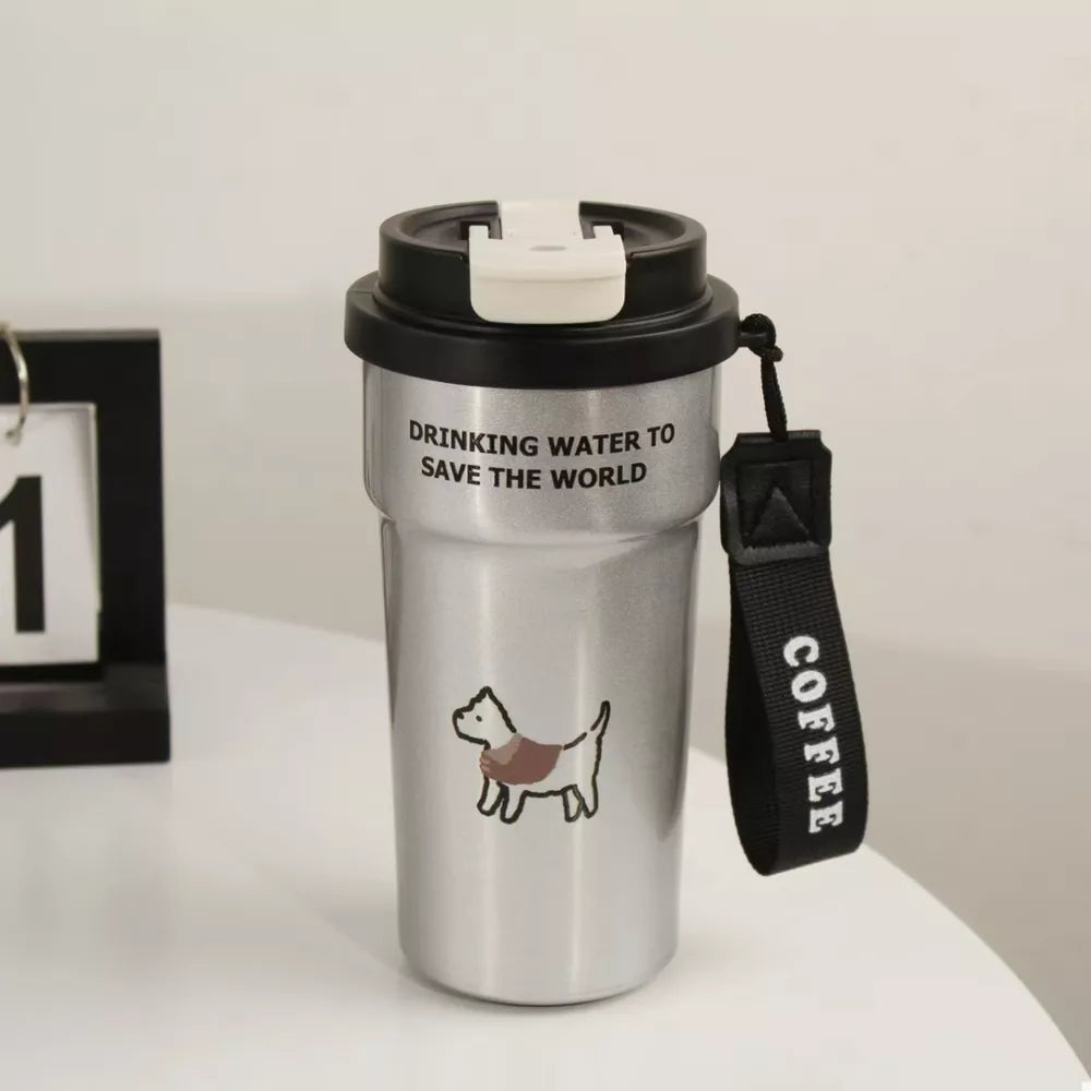 Cute Cat Stainless Steel Tumbler with Straw